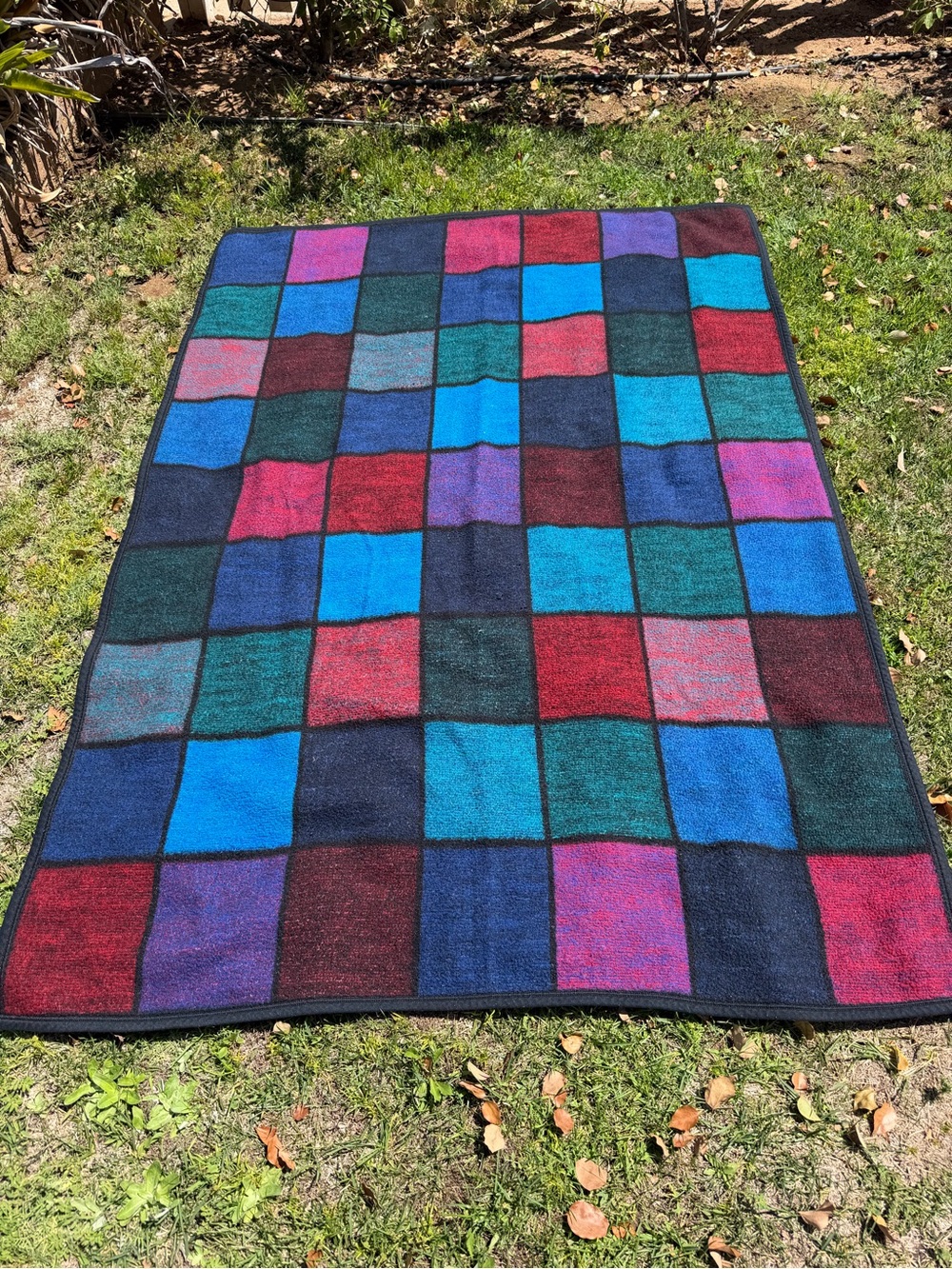 Vintage Biederlack Stained Glass Patchwork Throw Blanket Soft Warm 54x77 USA